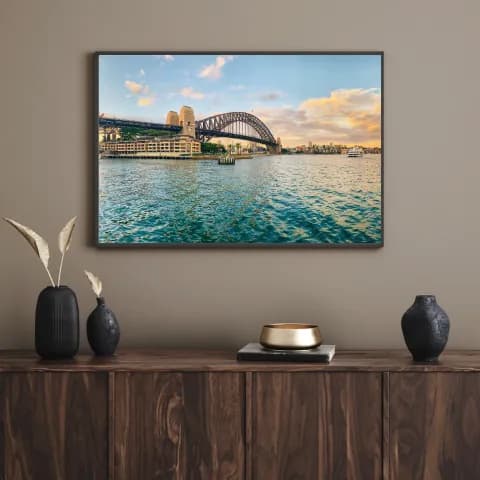 Golden Reflections at Circular Quay framed room view