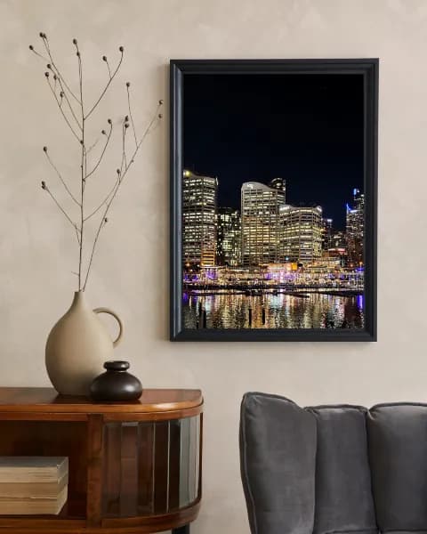 Sydney’s Nocturnal Elegance framed room view